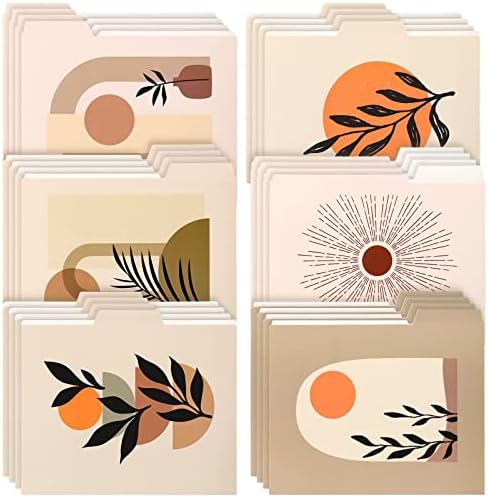 24 Pcs Marble File Folder Set Decorative File Folders for Filing Cabinet Letter Size Colored File Folders with 1/3 Cut Tab Desk Office Supplies Cardstock Organizer 9.5 x 11.5 Inch (Boho Style)