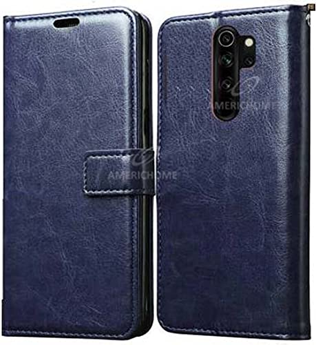 Image of Inside Rubber TPU with Card Pockets Magnetic Closure Protection Compatible with Oppo A9 2020, Oppo A5 2020 (Blue)