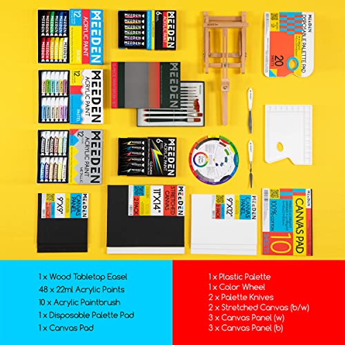 Meeden Acrylic Painting Kit |72-Piece Acrylic Paint Set With Tabletop Wooden Easel, 48 Acylic Paints, 10 Painting Brush Set, Canvas Painting Kit, Art Supplies For Adults, Kids, Artists, Beginners #TOP1