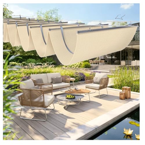 Auvent de pergola rétractable résistant aux UV, bâche ondulée extérieur patio - 2