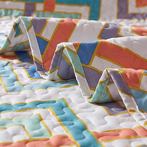 Sunstyle Home Quilt Set Queen Size, Lightweight Microfiber Soft Coverlet Reversible Quilted Pattern Summer Quilt Bedspreads Comforter Set For All Season, 3 Piece Includes 1 Quilt + 2 Shams #TOP6