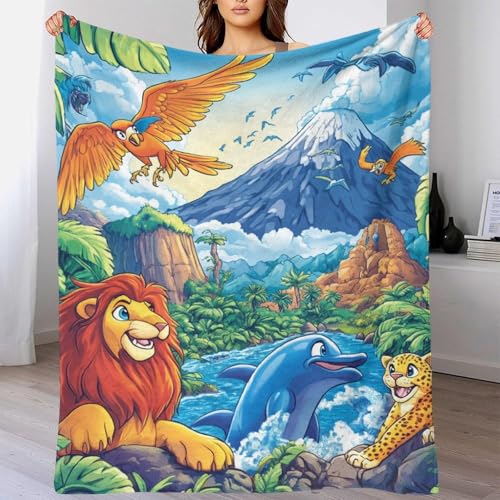 Couverture jungle 150x200 cm plaid chaud et moelleux pour lit - 6