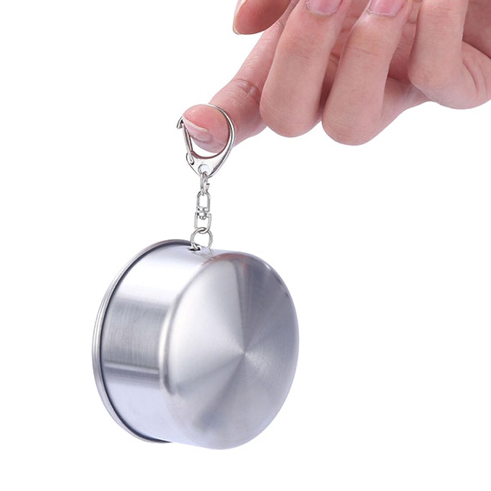 Luocute Tazza Pieghevole in Acciaio Inossidabile, con Portachiavi (Grande | Tazza da Viaggio Pieghevole con Coperchio, per Viaggi in Campeggio