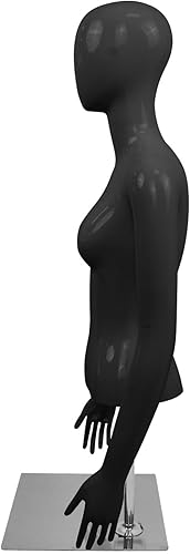 Miniatura 3 de 2 piezas de maniquí femenino negro Torso altura ajustable brazos desmontables vestido forma exhibición wmetal soporte
