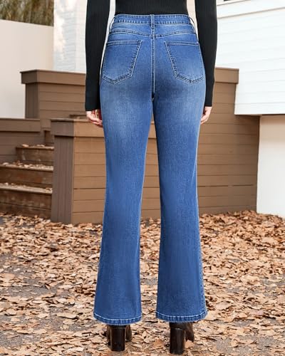 GRAPENT Flare Jeans for Women High Waisted Trendy Wide Leg Embellished Rhinestone Sparkly Concert Stretchy Denim Pants3