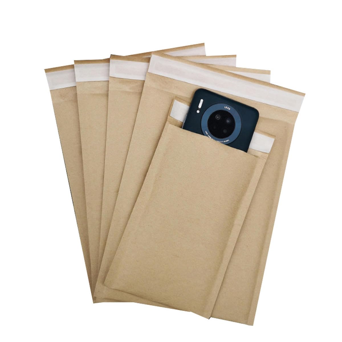 50 Stück/15 Größen, aus Kraftpapier, Papierverpackungsbeutel, gepolsterte Versandtaschen, Kurier-Aufbewahrungsbeutel, Braun, 140 x 160 mm