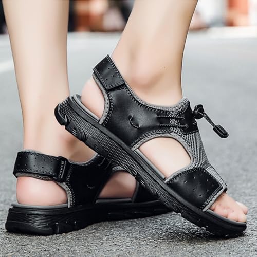 Fashion Men's Open-Toe Sandals, Classics Real Leather Hiking Sandals, Hollow Out Backpacking Beach Shoes4