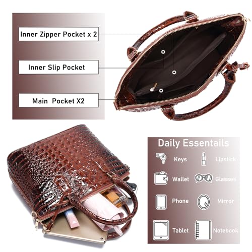 Image of Makcr Joacbv Women Purse Satchel Bag Long Crossbody Classy Tote Bag Top Handle Vegan Leather Ladies Handbags Embossed Pattern