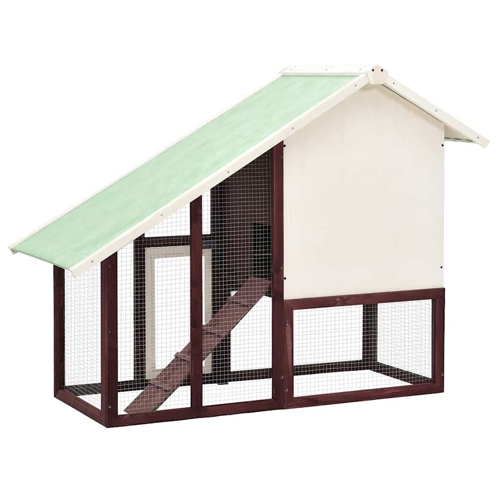 Conejera de madera maciza de abeto, 140 x 63 x 120 cm, recinto para animales pequeños de dos pisos con techo protector, rampa antideslizante y cajón extraíble para conejos, cobayas, hámsters