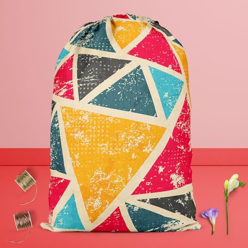 Image of ArtzFolio Grunge Triangle D2 | Reusable Sack Bag | Bag for Gym, Storage, Vegetable & Travel