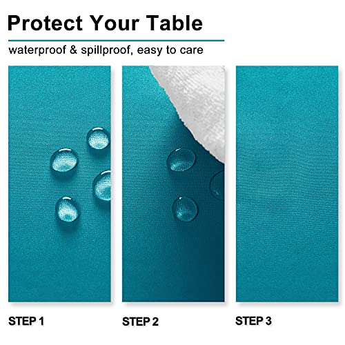 Hiasan Rectangle Tablecloth - Waterproof And Spillproof Washable Fabric Table Cloth For Dining Room Kitchen And Outdoor Use, Turquoise, 60 X 84 Inch #TOP2