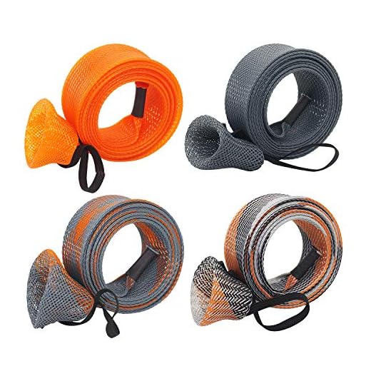 Beetwo Fishing Rod Cover, 4 Pack Fishing Rod Sleeve Sock Pole Glove Protector Cover with Lanyard for Fly, Spinning, Casting, Sea Fishing Rod