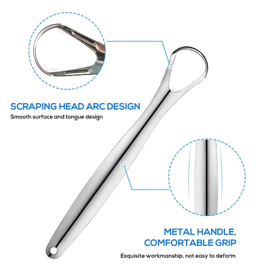 Tongue Scraper Cleaner Portable Stainless Steel Tongue Scrapers Brushes for Removing