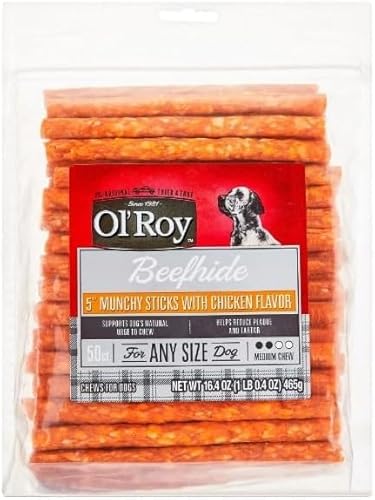 Ol~Roy 5" Munchy Sticks with Chicken Flavor ~ (16.4 Oz) ~ (50 Count Pack) ~ (1 Pack).