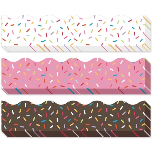 Motiskyy 90 Pcs Sprinkles Confetti Bulletin Board Borders Classroom Cute Scalloped Edge Border Trim Bulk 3 Colors Ice Cream Bulletin Board Decorations Stickers for School Wall Blackboard DIY Crafts