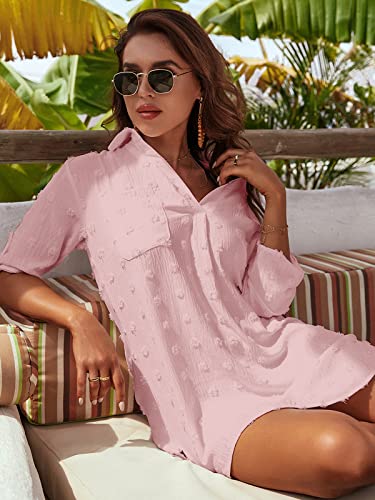 Image of Blooming Jelly Womens Swimsuit Coverups White Chiffon Bikini Swimwear Beach Cover Up Dress Shirt