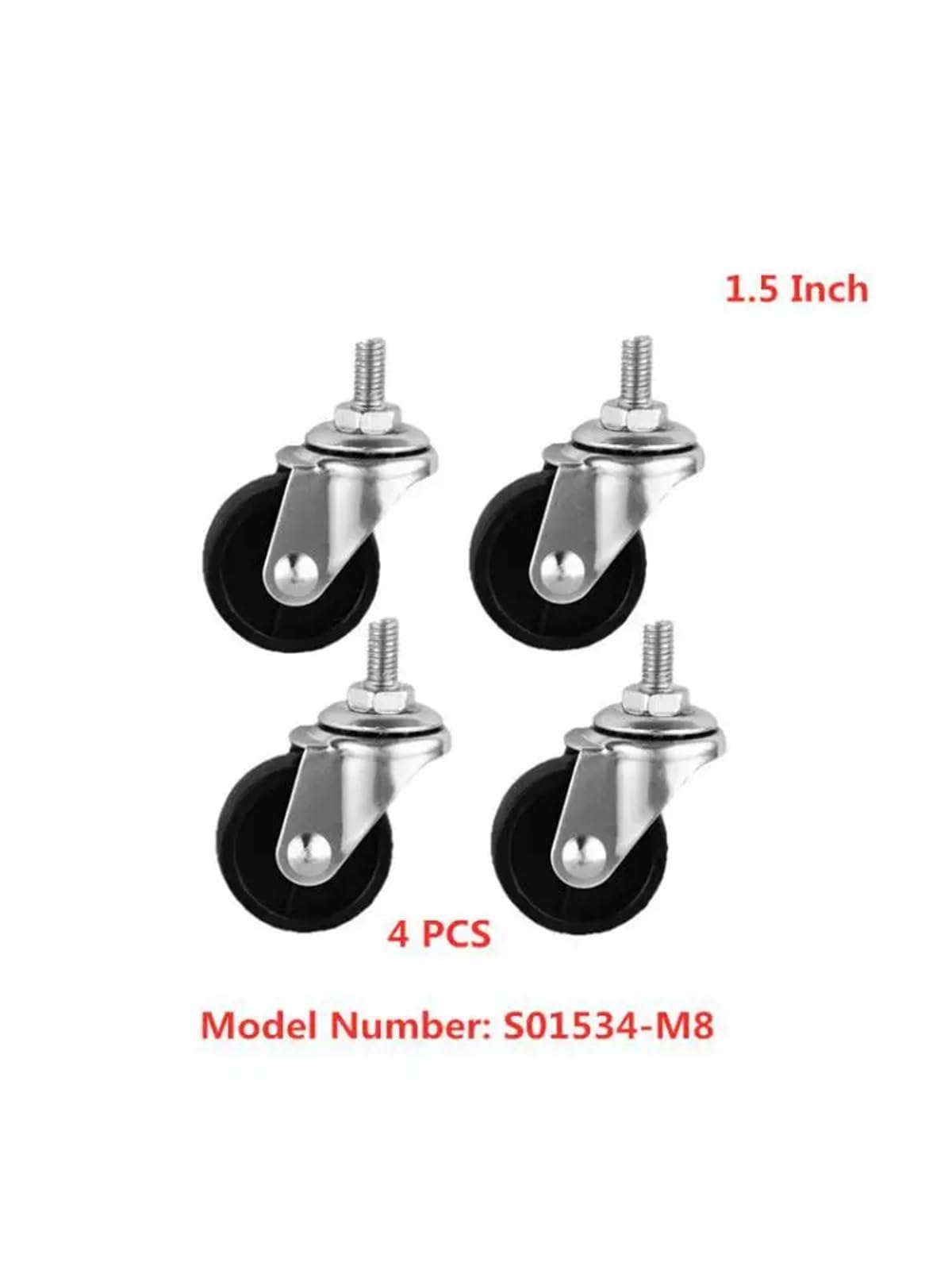 4 Pcs/Lot Caster 1.5 Inch Screw Rod Rubber Universal Wheel M8 Tooth Shelf Mute Beauty Tool