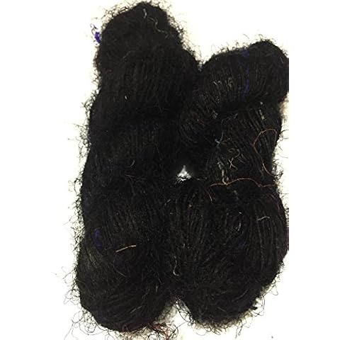 Recycled Sari Silk Yarn - Dull Black Shade (100 Grams) Cover