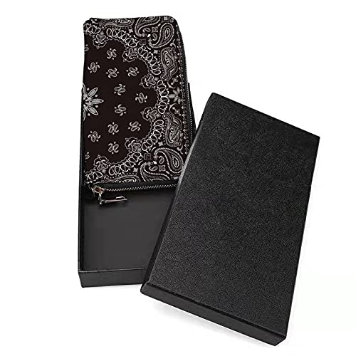 FunnyStar Black Paisley Bandana Long Wallet for Men With Credit Card Holder Zip Coin Pocket3