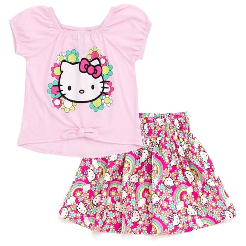 Image of Hello Kitty Girls' 2-Piece T-Shirt and Skirt Set Toddler to Big Kid