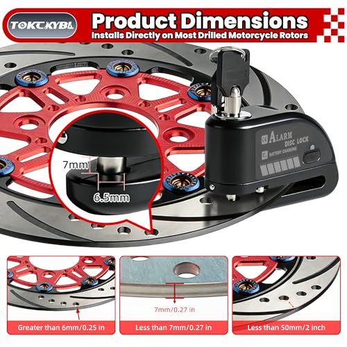 Candado de disco para motocicleta recargable con alarma de 120 dB miniatura 2