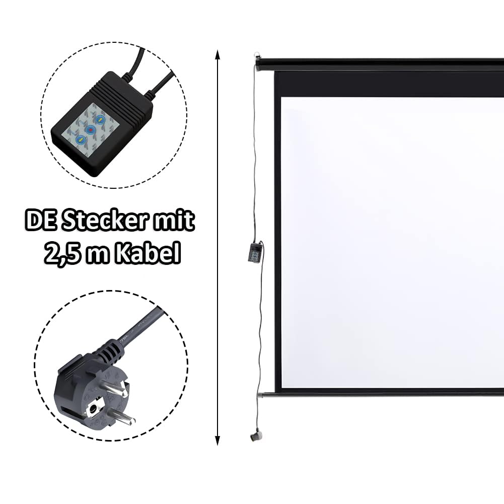 INMOZATA Beamer Leinwand Elektrisch 100 Zoll/ 247x163cm, 16:9 Motorleinwand