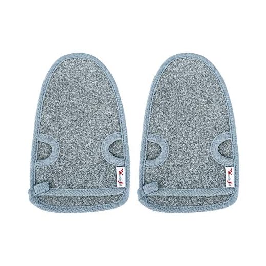 Guante Exfoliante 2 Pieza Guantes Esponja Massage de Bambú para Duchas y Body Scrub para Hombre Mujer Limpiar Euerpo Masajee Spa Baño Gris