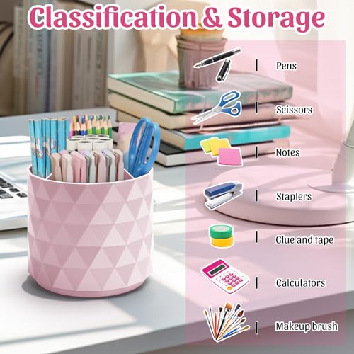 Desk-OrganizerSparkling-Diamond-like-Pen-Holder-for-Desk-360Rotating-Office-Desk-AccessoriesPencil-Cup-with-5-Compartments-Storage-Box-Caddy-for-OfficeSchoolHomeArt-SupplyPink