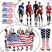 Panitay 12 Pcs USA 250th Sport Accessories 6 Softball Soccer Socks 6 Glitter Eye Black Stickers for Youth Women Adult Supplies