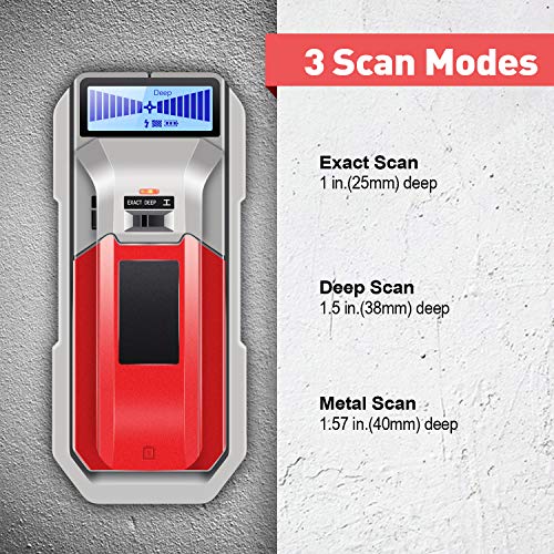 Stud Finder Wall Scanner - Electronic Stud Beam Finder Wall Detector Multi Functions Deep Scan Sensor Center Locator with LCD Display for Wood Metal Studs AC Wire Accurate Detection