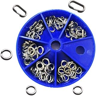 JSHANMEI Fishing Split Rings Stainless Steel Double Snap Ring High Strength Metal Solid Circle Lure Connectors Fishing Tackle 50pcs Kit