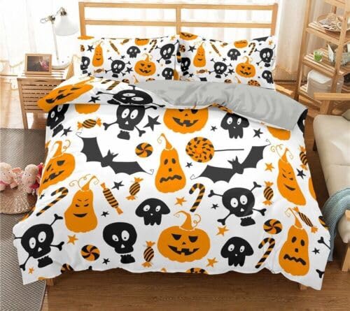 Housse de Couette 140x200 Parure de Lit Halloween 3D Confortable