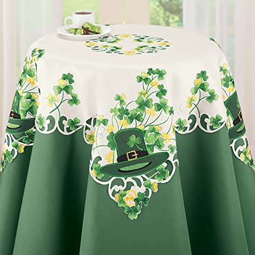 Collections Etc St. Patrick's Day Table Linens With Shamrocks & Leprechaun Hats, Square #TOP1