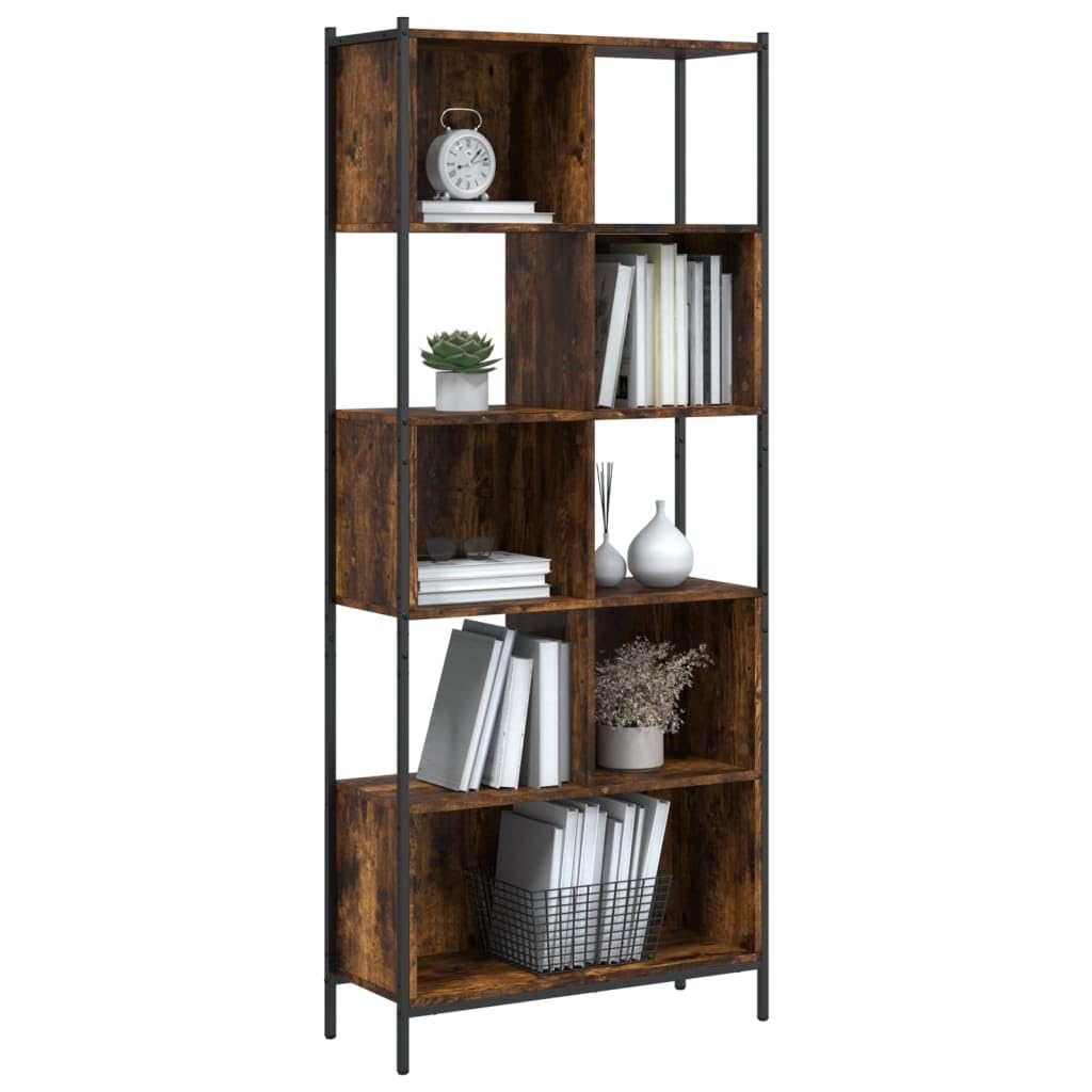Makastle Bibliothèque Chêne Fumé 72x28x172 cm Bois/Acier