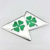 2 adesivi per auto con quadrifoglio verde, in alluminio