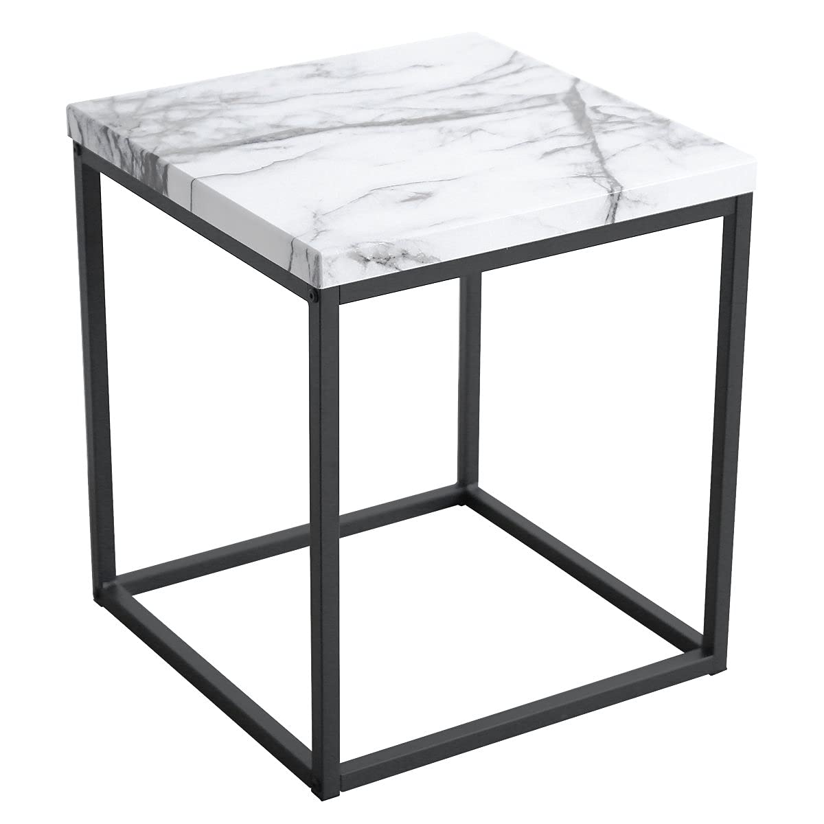 Roomfitters White Marble Print End Table/Side Table/Night Stand