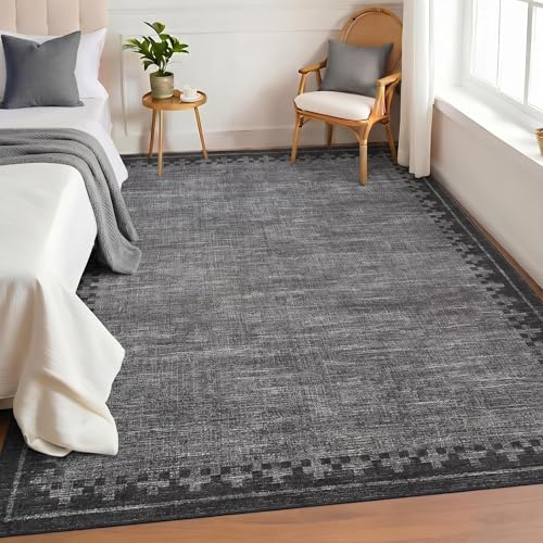 Tapete Gris 5x7 para Sala y Dormitorio Lavable miniatura 3