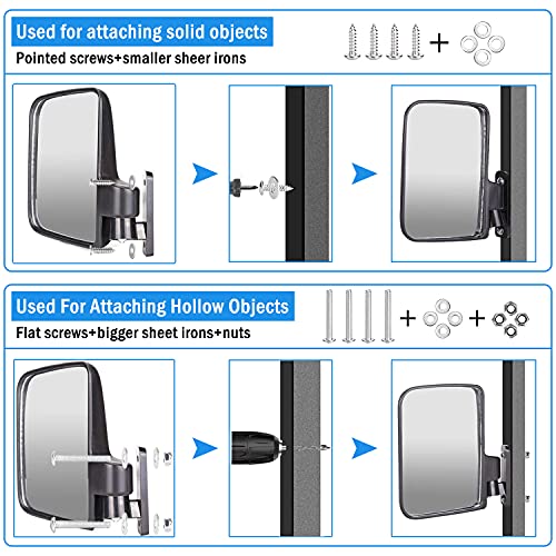 Ilskw Golf Cart Side Mirrors View Fits For Club Car, Yamaha, Ezgo, Star, Zone Carts 180 Angle Side Mirror - Sold In Pairs #TOP5