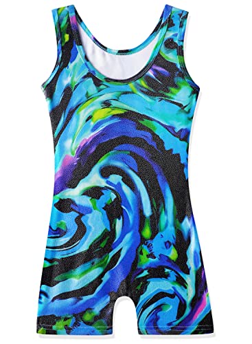 Image of HOZIY Gymnastics Leotards for Girls with Shorts Toddlers Biketards Rainbow Unicorn Dinosaur Mermaid Leopard Flower Galaxy