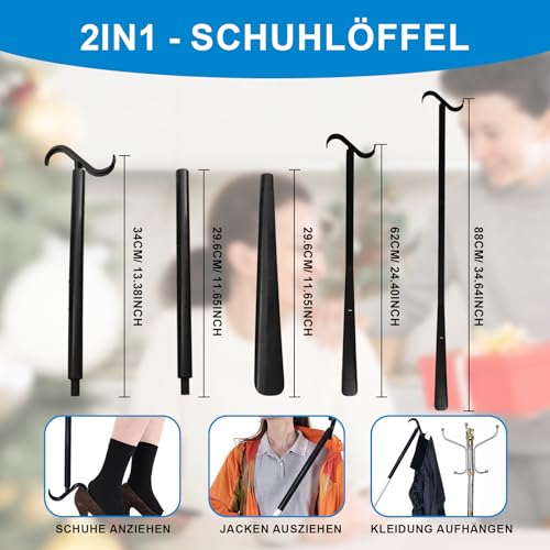 5 Stück Knie Hüft-Op Reha Set, Sockenanziehhilfe, Müllgreiferhebel, Anziehhilfen einschließlich, Handschuhe und Aufbewahrungsbeutel, Hüft Op für Senioren Socken lassen sich leicht an- und ausziehen
