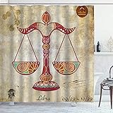 180 CM BREITE X 180 CM LÄNGE DYCBNESS Duschvorhang,Boho Style Waage und Symbole Vintage Muster Digitaldruck,Vorhang Waschbar Langhaltig Hochwertig Bad Vorhang Polyester Stoff Wasserdichtes Design,mit Haken 180x180cm