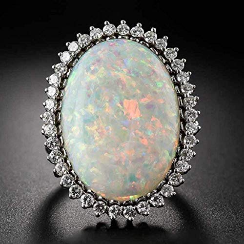 Bague de fiançailles opale de feu blanche et argent 925