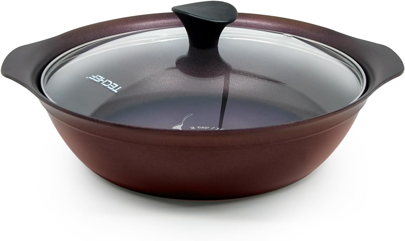 TECHEF Art Pan Collection/Soup Pot With Glass Lid Aubergine Purple 3.7 quart