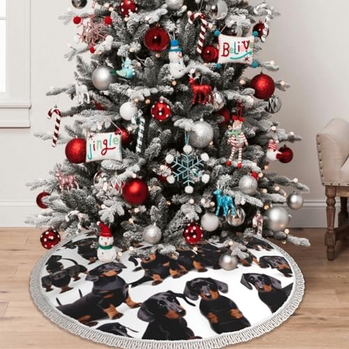 Jupe de sapin teckel décoration vacances hiver avec pompon - 7
