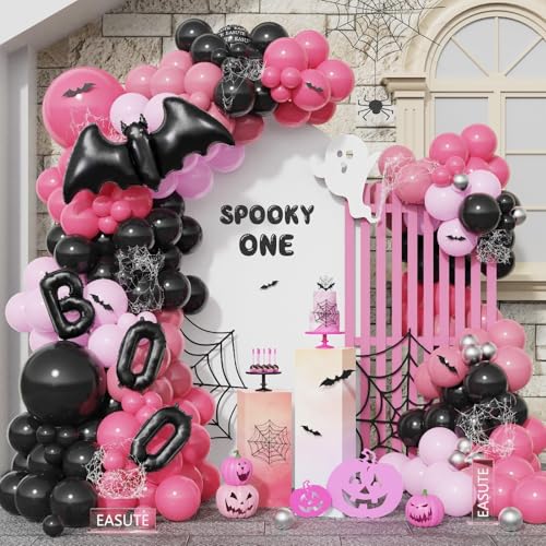 169PCS Pink Halloween Balloon Arch Spooky One Birthday Decoration...