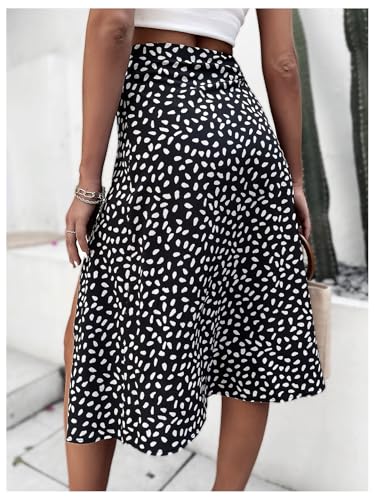 Floerns Women's Boho Floral High Waist Split A Line Midi Skirt3