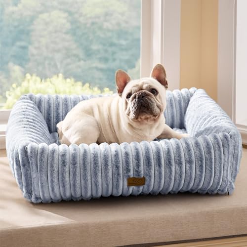 Image of Bedsure ComfyFleece Cute Dog Bed Medium Large Size Dog,30in Blue Indigo