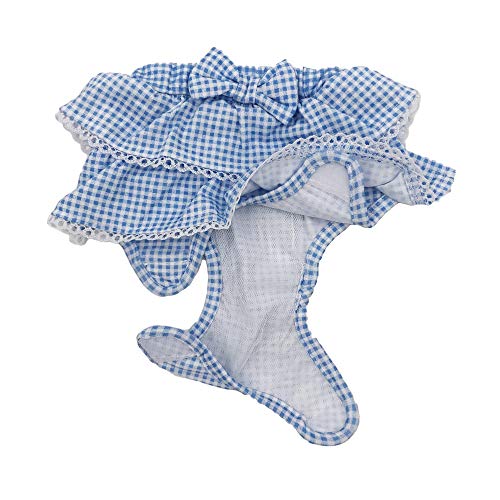 Funnydogclothes Dog Skirt Diaper Female Sanitary Pant Dress Ruffles Cotton Small Pet Cat (Blue, Small: Waist 6" - 8") #TOP3
