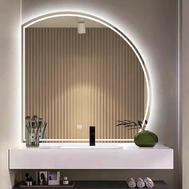 Miroir LED demi-lune anti-buée à intensité variable 50 cm