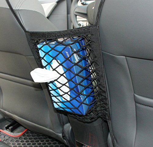 9 MOON Car Armrests Seats Purse Storage Car Net,Universal Car Seat Storage Mesh/Organizer - Mesh Cargo Net Hook Pouch Holder for Bag Luggage Pets Children Kids Disturb Stopper